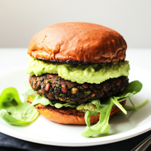 Black Bean Burger with Falafel & Avocado Crème