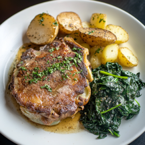 Cabbage Steak with Golden Potatoes & Spinach