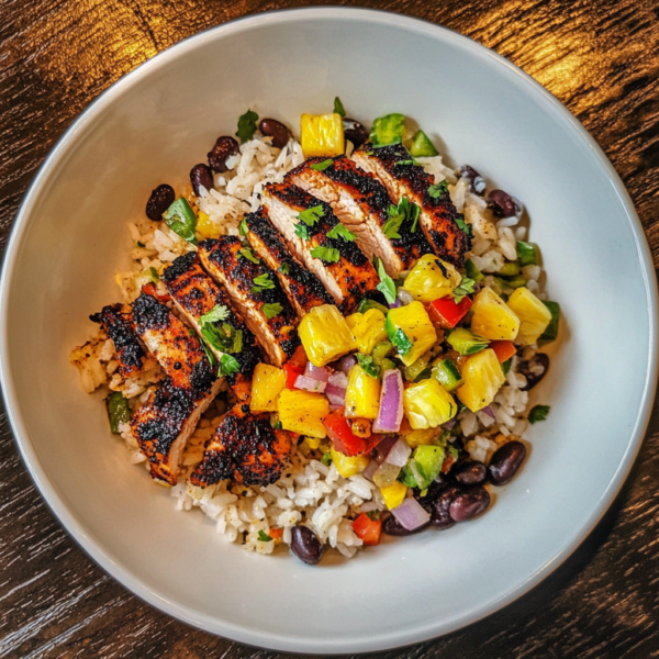 Chicken/Shrimp and Rice Bowl with Corn, Black Beans & Salsa